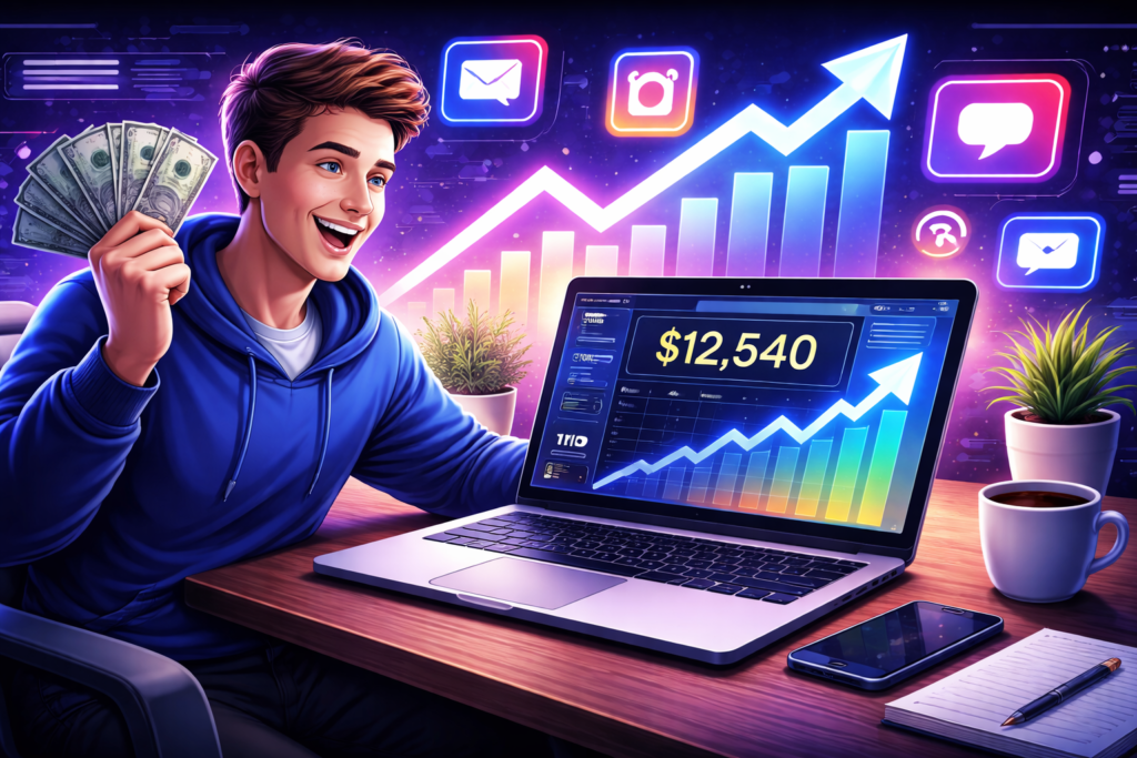 AI business ideas concept modern workspace