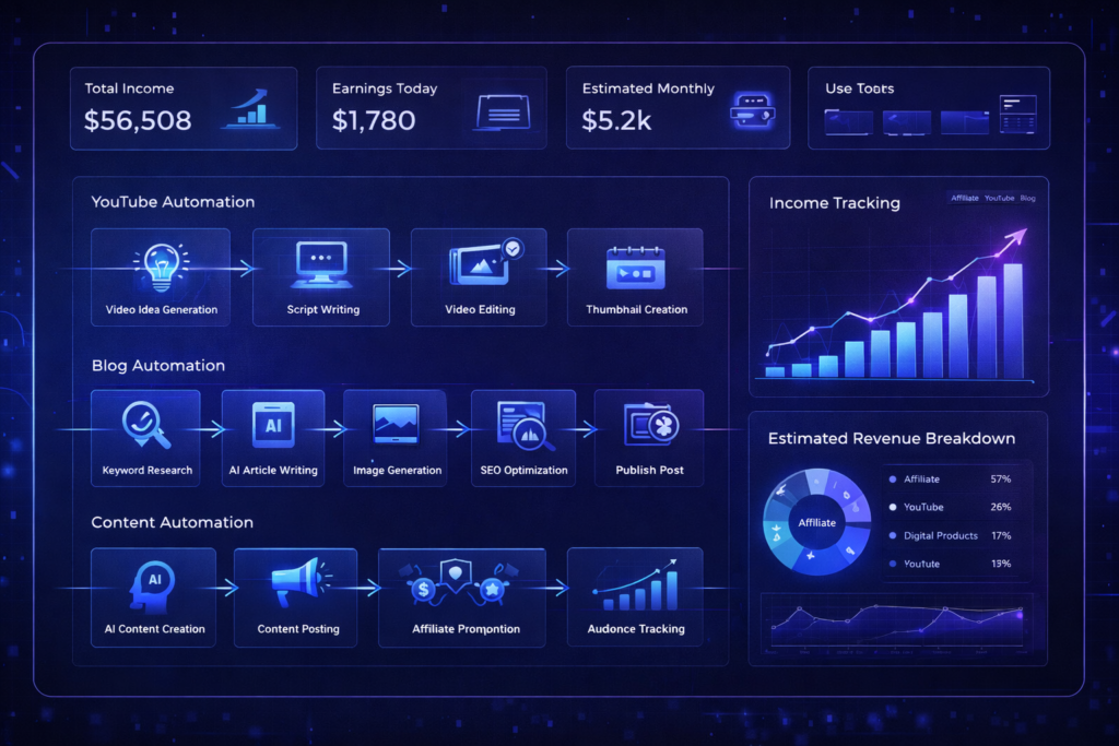 AI tools for passive income dashboard system