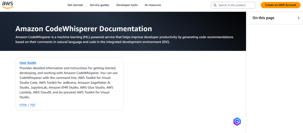 Amazon CodeWhisperer — Best for AWS and Cloud Developers