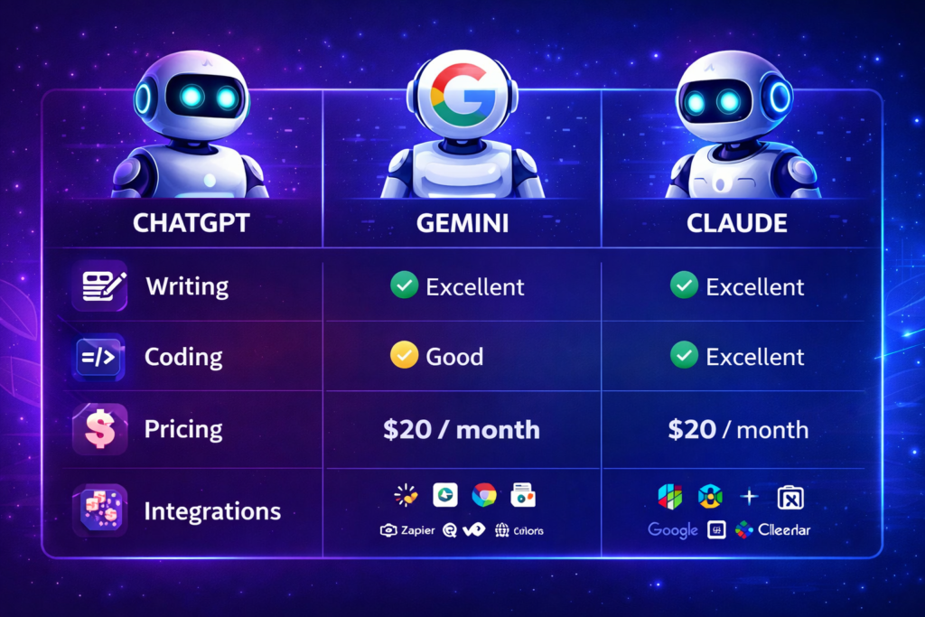 ChatGPT vs Gemini vs Claude AI tools overview Which AI Is Best in 2026