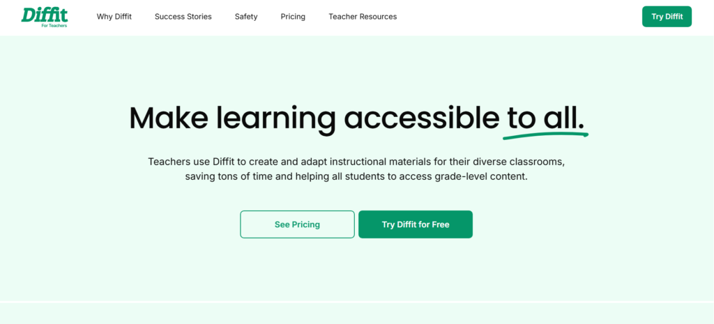 Diffit — Best AI Tool for Differentiated Reading Materials