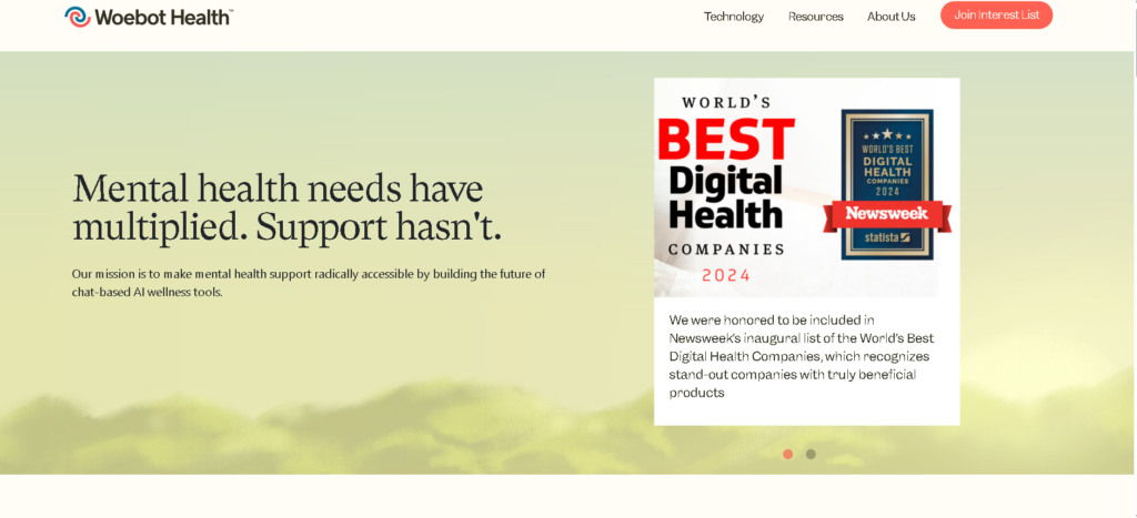 Woebot Health.AI-best-ai-tools-healthcare-wellness