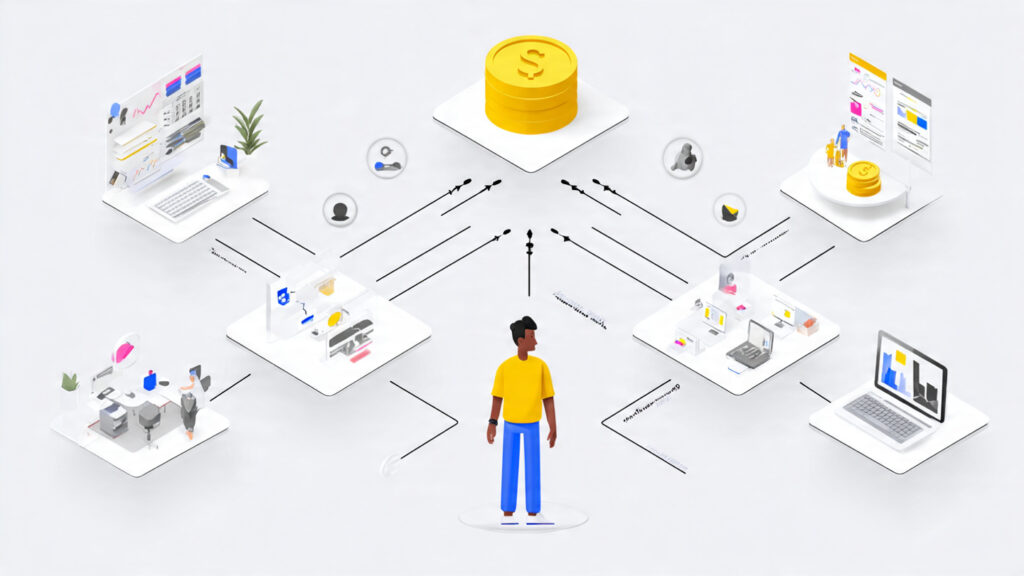 one person AI business model diagram
