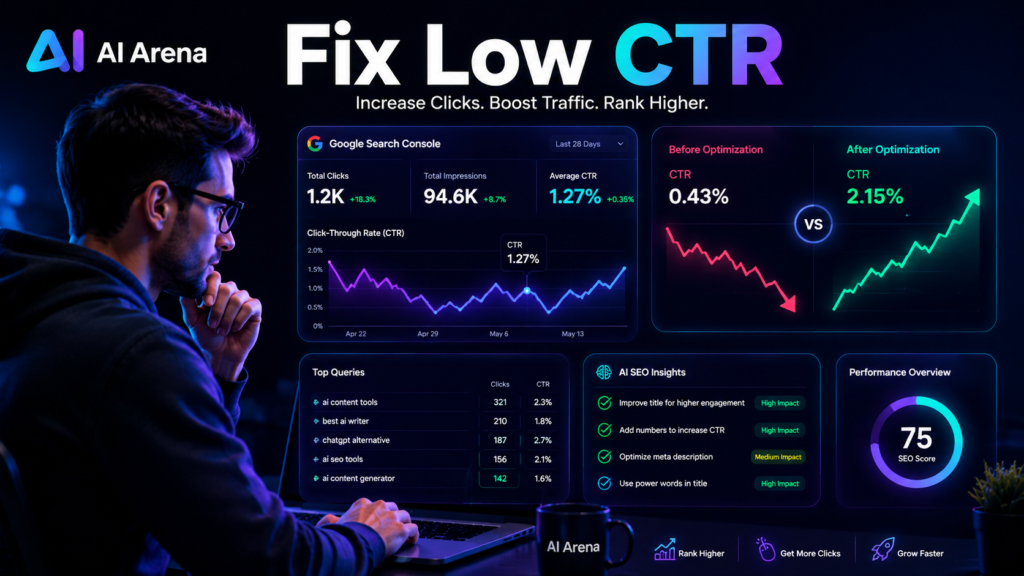 Fix low CTR google search console using SEO title optimization and AI analytics