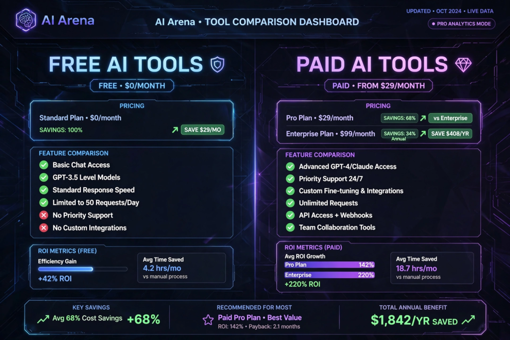 Free vs paid AI tools comparison in 2026