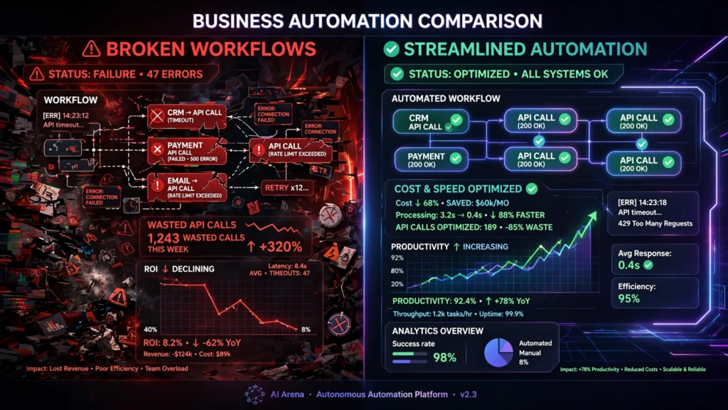 4-Broken vs optimized AI automation workflow comparison