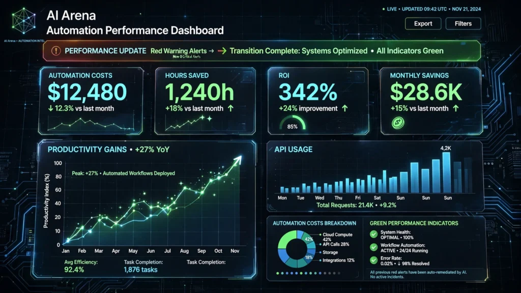 5-AI automation ROI and cost optimization dashboard